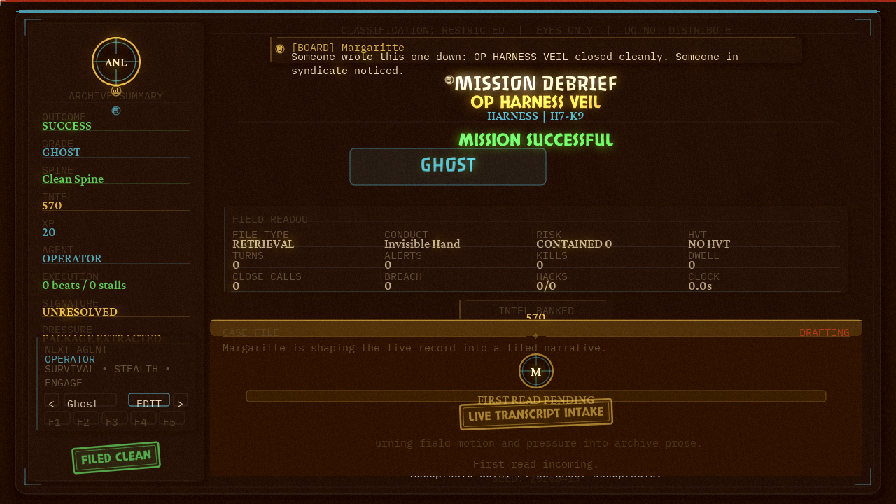 Mission field view showing unified tactical UI and extraction state